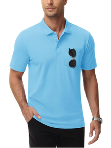 Nuevo diseño con bolsillo de alta calidad liso Casual Golf bordado personalizado registro transpirable venta al por mayor polo de golf - Product Image 6