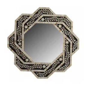 Cadre de miroir incrusté d'os fabriqué à la main avec incrustation de nacre pour décoration murale pour la maison, hôtel ou restaurant par l'artisanat du croissant - Product Image 6