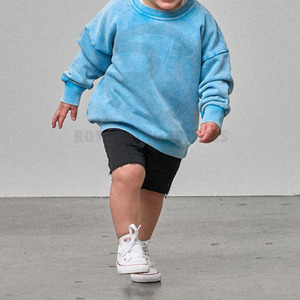 Sudadera con capucha de lavado ácido de moda al por mayor superior para niños estilo desgastado pulóver sudadera logotipo personalizado ropa de calle sudaderas con capucha - Product Image 2