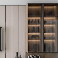 Meuble TV mural en bois de style contemporain KEJIA, design moderne, vitrine en verre pour salon