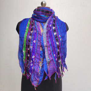 Soft Silk Patches Reversible <b>Scarf</b> with Vivid Colorful Stripes Long Length <b>Neck</b> Wrap Lightweight Comfortable for All Seasons - Product Image 1