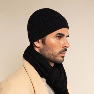 Estilo República Hombres 100% Cachemira pura Borde acanalado Beanie Sombreros - Product Image 4
