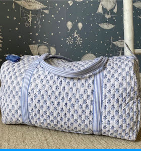 Large Cotton <b>Weekender</b> Travel <b>Bag</b>, Handmade Quilted Fabric Duffle <b>Bag</b>, Block Printed, Hand <b>Luggage</b> <b>Bag</b>, <b>Bags</b> for Women, - Product Image 1