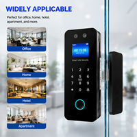 Serrure de porte en verre intelligente Tuya, reconnaissance biométrique d'empreintes digitales, carte numérique IC, mot de passe, porte en verre sans cadre, Cloud/Wi-Fi