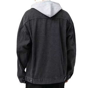 Vestes en jean d'hiver noir/bleu grande taille pour hommes, manteaux en denim chauds avec doublure en nylon, vêtements d'extérieur en coton pour l'automne - Product Image 4