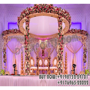 Queen Palace tema boda Mandap decoración diseñador tallado a mano madera Mandap decoración Gujarati boda evento ceremonia decoración MandapUSA - Product Image 1