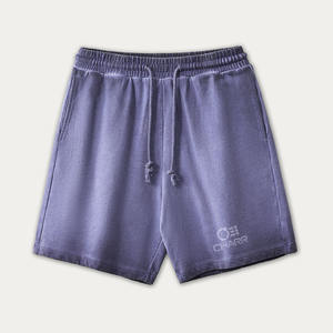 Customized Acid Washed <b>Vintage</b> Loose Straight <b>Men's</b> <b>Shorts</b> 100% Cotton Mid-Waist Breathable Knitted Casual Style Printed Logo - Product Image 2