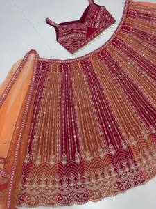 Diseñador Faux Georgette Lehenga Choli con bordado de lentejuelas y Dupatta suave Perfecto para bodas y fiestas - Product Image 5