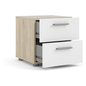 Mesita de Noche PEPE en Roble Blanco con Acabado Brillante, 2 Cajones, Mueble Tvilum KIT (40x40x42,3cm) para Almacenamiento - Product Image 2