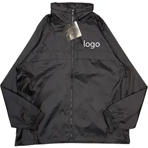 남성용 OEM 도매 맞춤 인쇄 경량 방풍 색상 블랙 스포츠 방풍 재킷