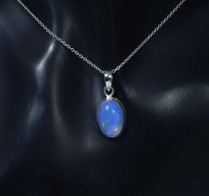 Ethiopian <b>Opal</b> <b>Pendant</b> Sterling Silver Gemstone <b>Necklace</b> October Birthstone High Quality Jewelry for Children's & Women's Gift - Product Image 1