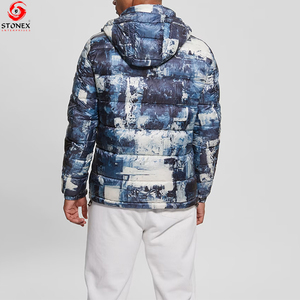 Veste matelassée légère et chaude en toile à col montant et capuche pour homme, personnalisable en gros - Product Image 3