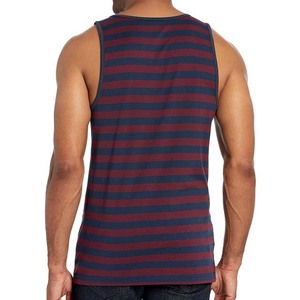 Camisetas sin mangas personalizadas OEM con diseño a rayas para hombre, ropa de talla grande, camisetas sin mangas ajustadas transpirables de algodón de alta calidad para hombre a la venta - Product Image 3