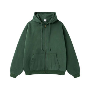 Sudadera con capucha y sudaderas de algodón pesado para hombre Ropa de calle personalizada con hombros caídos y cremallera Impresión digital para invierno - Product Image 3
