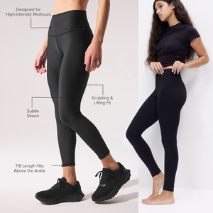 Leggings de sport femmes extensible Nylon Spandex couleur unie pleine longueur tissu à séchage rapide en gros vêtements de sport approvisionnement du Bangladesh - Product Image 2