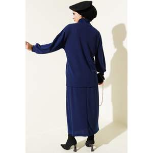 ชุดผ้าลูกฟูกคอเต่าครึ่งหนึ่ง2ชิ้นสีกรมท่า - Product Image 1