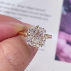 5.00ct Lab Grown Yellow Gold Solitaire Engagement <b>Ring</b> SQ Cushion Cut IGI Certified D-E-F Color VVSVS Clarity <b>Diamond</b> <b>Rings</b> - Product Image 4