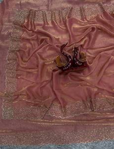 Sari de trabajo de diamante de Jarkhan de seda perfecto para mujer con blusa sin costuras saris indios para fiesta, boda y fiesta - Product Image 3