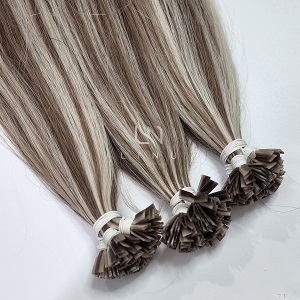 Paquet en gros de 100 grammes d'extensions de cheveux humains 100% naturels de vague profonde lâche de couleur de Super VIP des extensions de cheveux de pointe plate - Product Image 3