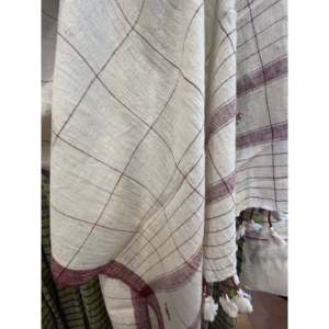 ผ้าพันคอผ้าฝ้ายออร์แกนิกทอมือ ลายเชอร์รี่เช็ค - Product Image 1