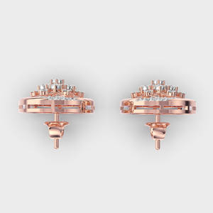 Boucles d'oreilles clous de luxe rondes à motifs floraux en or rose/jaune/blanc 14 carats |   Fabricant de bijoux fins sur mesure OEM - Product Image 4