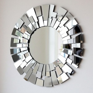 Geometric Mosaic Frameless Round Wall <b>Mirror</b> Stylish 3D Decorative <b>Accent</b> for Living Room, Bedroom, Home Decor - Product Image 3