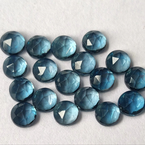 Natural London Blue Topaz Rose cut 4mm Faceted - Loose London Blue Topaz Rose Cut - Product Image 1