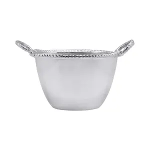 Cubo para Hielo Hecho a Mano, Moderno y Elegante, de Aluminio con Asas de Latón Pulido, Acabado de Espejo de Diseño Premium - Product Image 3