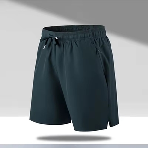 Pantalones cortos de entrenamiento para hombre, poliéster 100%, gimnasio, Fitness, Jogging, patrón sólido sostenible, decoración de encaje, entrenamiento informal para - Product Image 1