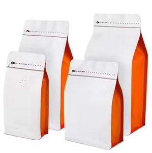 Pochette d'emballage alimentaire biodégradable à fermeture éclair personnalisée, fond plat, papier kraft, pour café et thé - Product Image 1