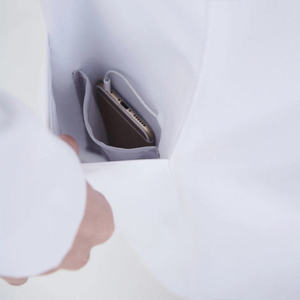 Blouse de laboratoire blanche tissée unisexe, uniforme d'hôpital, blouse médicale, 3 poches, fermeture à boutons-pression, service OEM - Product Image 3