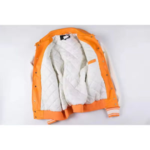 Veste de baseball varsity en toile formelle de haute qualité avec manches en cuir, coupe-vent et imperméable, unisexe, pour le printemps - Product Image 4