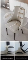 Silla de Comedor Tradicional de Madera con Tapicería de Lino, Fácil de Mover, Mueble para Hogar, Dormitorio, Balcón, Hotel, Asiento Individual de Madera Sólida