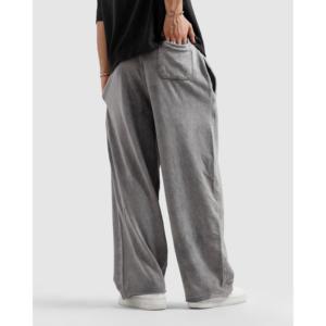 Pantalones Unisex de Corte Relajado en Gris Lavado 100% Algodón con Bordes Crudos 240 GSM - Product Image 3
