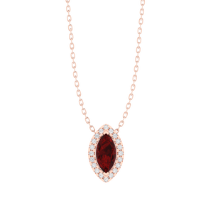 Collier à la mode en argent sterling plaqué or avec rubis taille marquise et 20 zircons cubiques - Product Image 2