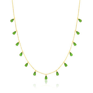 Pierre d'émeraude en forme de goutte, conception de secoueur délicat turc vente en gros collier en argent Sterling 925 fabriqué à la main bijoux - Product Image 1