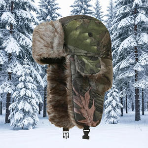Casquette de chasseur avec protège-oreilles, camouflage, fausse fourrure, couvre-chef tactique d'hiver réglable pour la chasse, la randonnée et le camping en plein air - Product Image 1