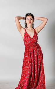 ชุดเดรสยาวของผู้หญิงชุดเดรสลำลองแขนกุดเปิดหลังผ้าคอตตอนลายปาเก็ตตี้ลูกไม้ชายหาดแฟชั่นฤดูร้อน - Product Image 6