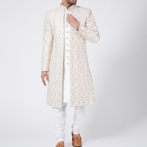 Nuevo Color blanco Hombres Diseño personalizado Sherwani Colección lista para hombres Diseñador Sherwani Novio Ropa de boda - Product Image 4
