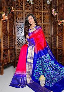 Sarees de seda suave Tusser con estampado digital Allover con borde Zari - Product Image 5