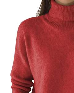 Customized Women <b>Red</b> Turtleneck Sweater Wool Acrylic Knit Pullover Long Sleeve Winter Warm Custom Manufacturer OEM Wholesale - Product Image 3