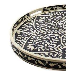 Bandeja para servir comida con incrustaciones de madera y hueso para restaurante de calidad superior, plato de comida rápida elegante, proveedor al por mayor, bandejas de Chocolate - Product Image 5