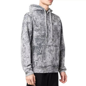 Sweat à capuche pour homme avec ton lavé à l'acide et coupe classique pour des tenues décontractées Sweat à capuche durable en coton mélangé lavé à l'acide - Product Image 1