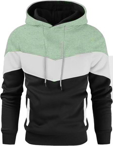 Sweat-shirt à capuche pour hommes, design color block, manches longues, vêtements décontractés d'automne avec poches latérales, fermeture à cordon - Product Image 4