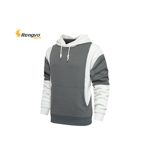 Automne hiver hommes mode vêtements d'extérieur à capuche chaud Streetwear sweat avec motif solide imprimé Patchwork et polaire ample - Product Image 6