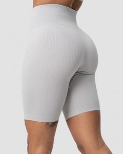 <b>Women</b> Ribbed <b>White</b> Biker <b>Shorts</b> | Seamless High Waist Compression Yoga <b>Shorts</b> - Product Image 2