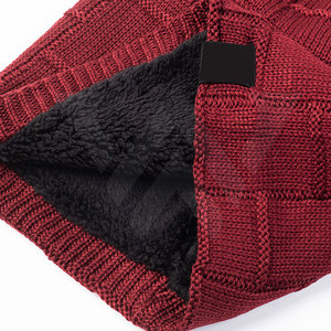 Gorro de punto acrílico cálido para invierno Unisex, ropa de calle de algodón alto, gorras impermeables impresas personalizables, diseño liso para hombres, venta al por mayor - Product Image 5