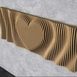 Décoration murale en bois ondulé Art déco moderne, compatible CNC, avec base de support en métal, artisanat en bois fait main, décoration d'hôtel et de maison, à suspendre - Product Image 3