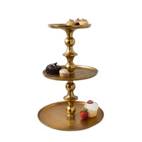 Support à gâteau sur pied en métal argenté brillant à 3 niveaux pour fête d'anniversaire mariage Supports à fruits décoratifs pour cupcakes étanches