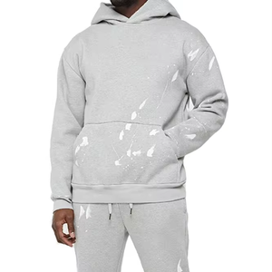 เสื้อกันหนาวมีฮู้ดแบบเรียงซ้อนของผู้ชายกางเกงคาร์โก้100% เข้ารูปชุดวอร์มสำหรับฝึกซ้อมจ๊อกกิ้งชุดวอร์มปักลาย - Product Image 1